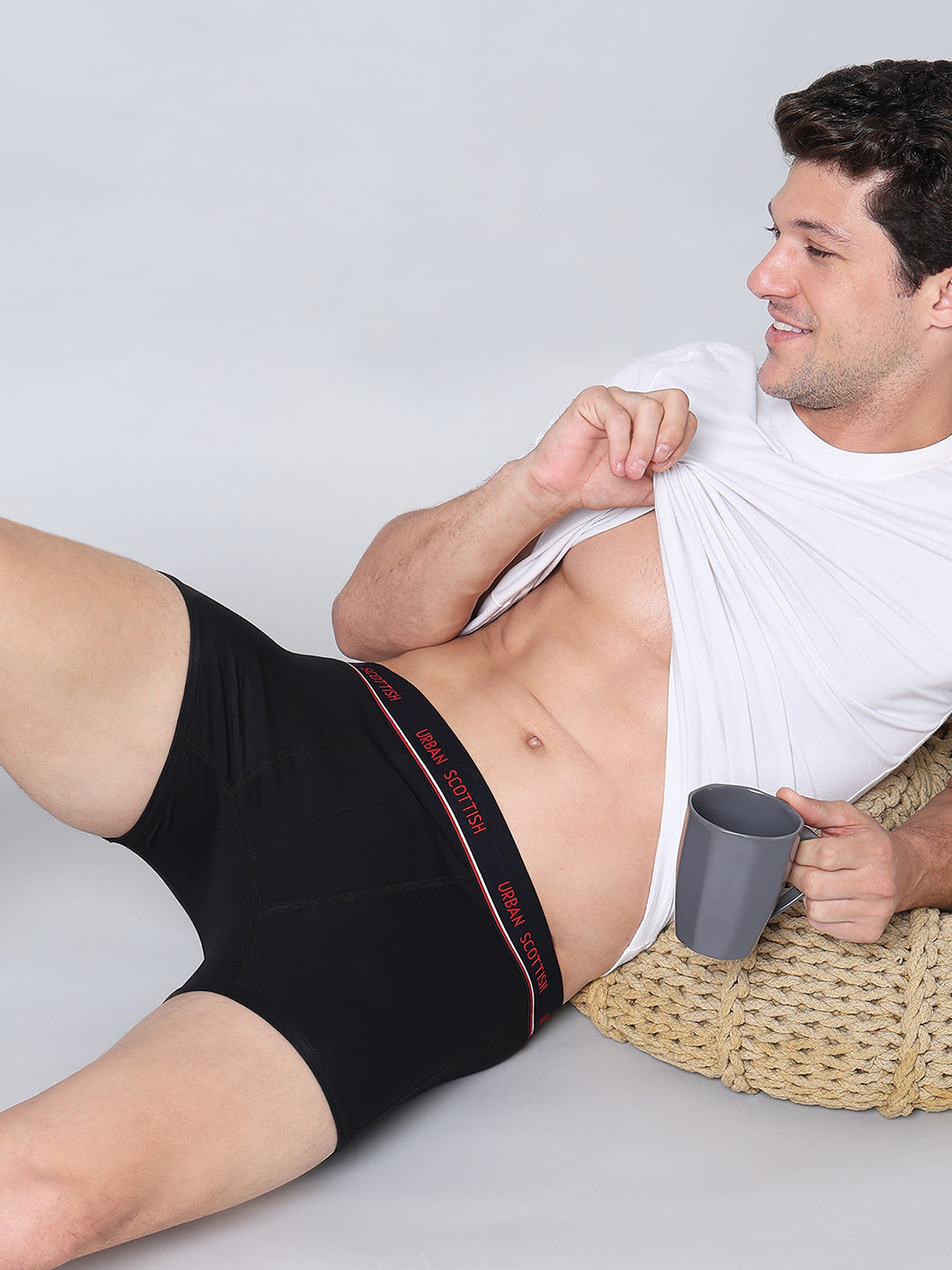 Men's Solid Cotton Stretch Trunks (Pack of 2)