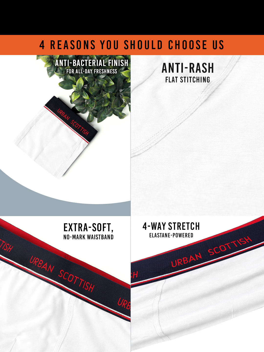 Men's Solid Cotton Stretch Trunks (Pack of 5)