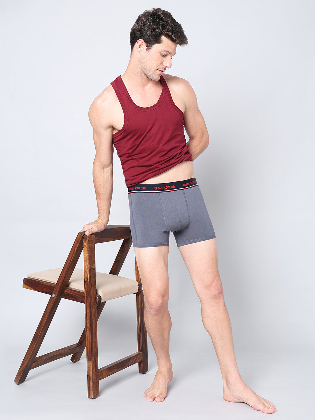 Men's Solid Cotton Stretch Trunks (Pack of 5)