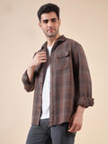 Men Plaid Flannel 3ply Cotton Casual Shacket