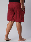 Men's Maroon, 100% Cotton, Printeded, Regular Fit, Inner Elastic, Mid-Rise, Plus Size Boxers