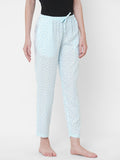 Women's Striped, Blue, Viscose, Regular Fit, Elasticated, Waistband, Pyjama  With Side Pockets