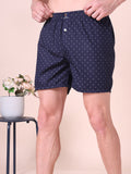 Navy Blue Men's Cotton Printed Boxer