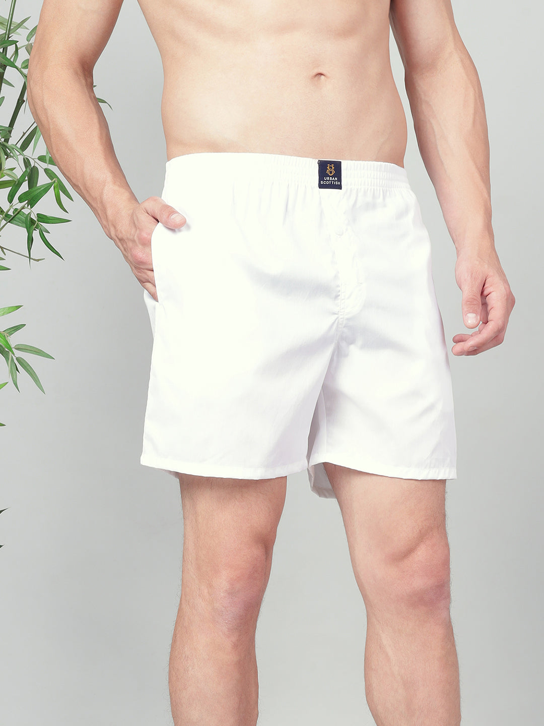 Men’s 100% Cotton Solid Boxers Shorts With Side Pockets (Pack of 2)