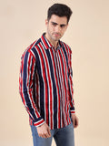 Men Cotton Print Regular Fit Stripe Shirt