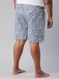 Men's Blue, 100% Cotton, Printeded, Regular Fit, Inner Elastic, Mid-Rise, Plus Size Boxers