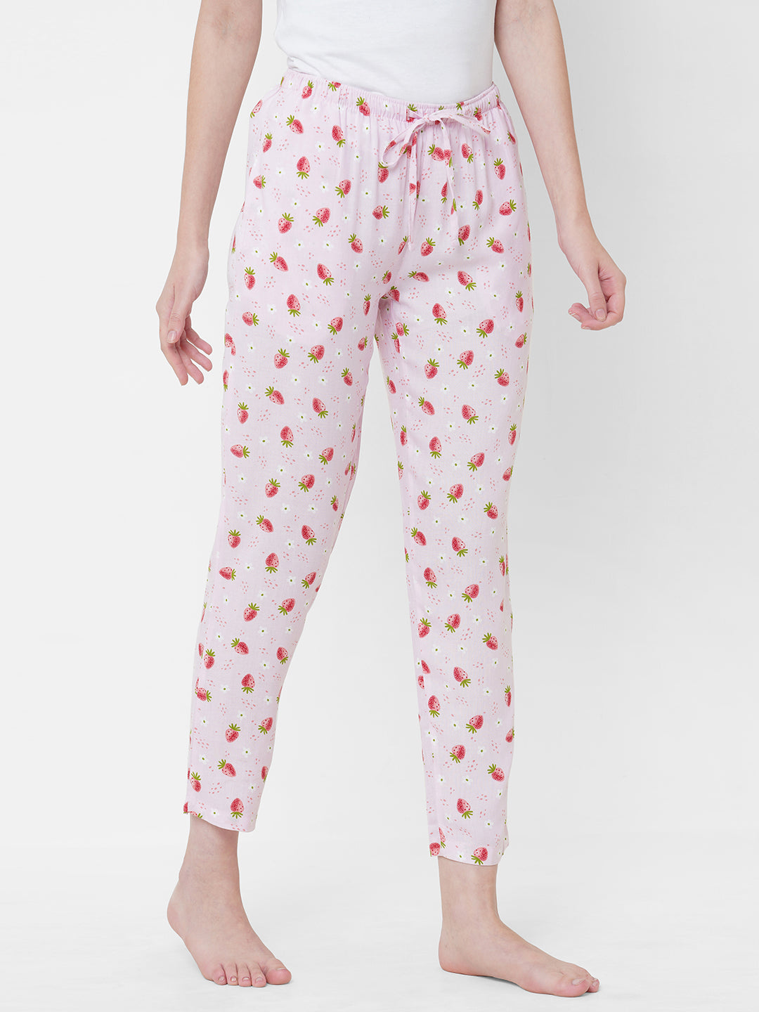 Women's Printed, Pink, Viscose, Regular Fit, Elasticated, Waistband, Pyjama  With Side Pockets