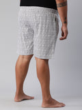 Men's Grey, 100% Cotton, Printeded, Regular Fit, Inner Elastic, Mid-Rise, Plus Size Boxers
