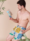 Men's Multicolor, 100% Cotton, printed, Regular Fit,  Inner Elastic, Mid-Rise, Boxers- Pack of 3