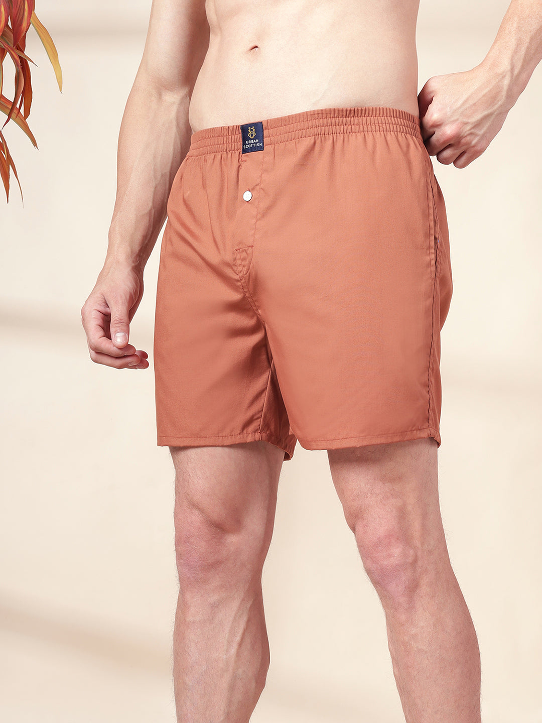 Men’s 100% Cotton Solid Boxers Shorts With Side Pockets (Pack of 2)