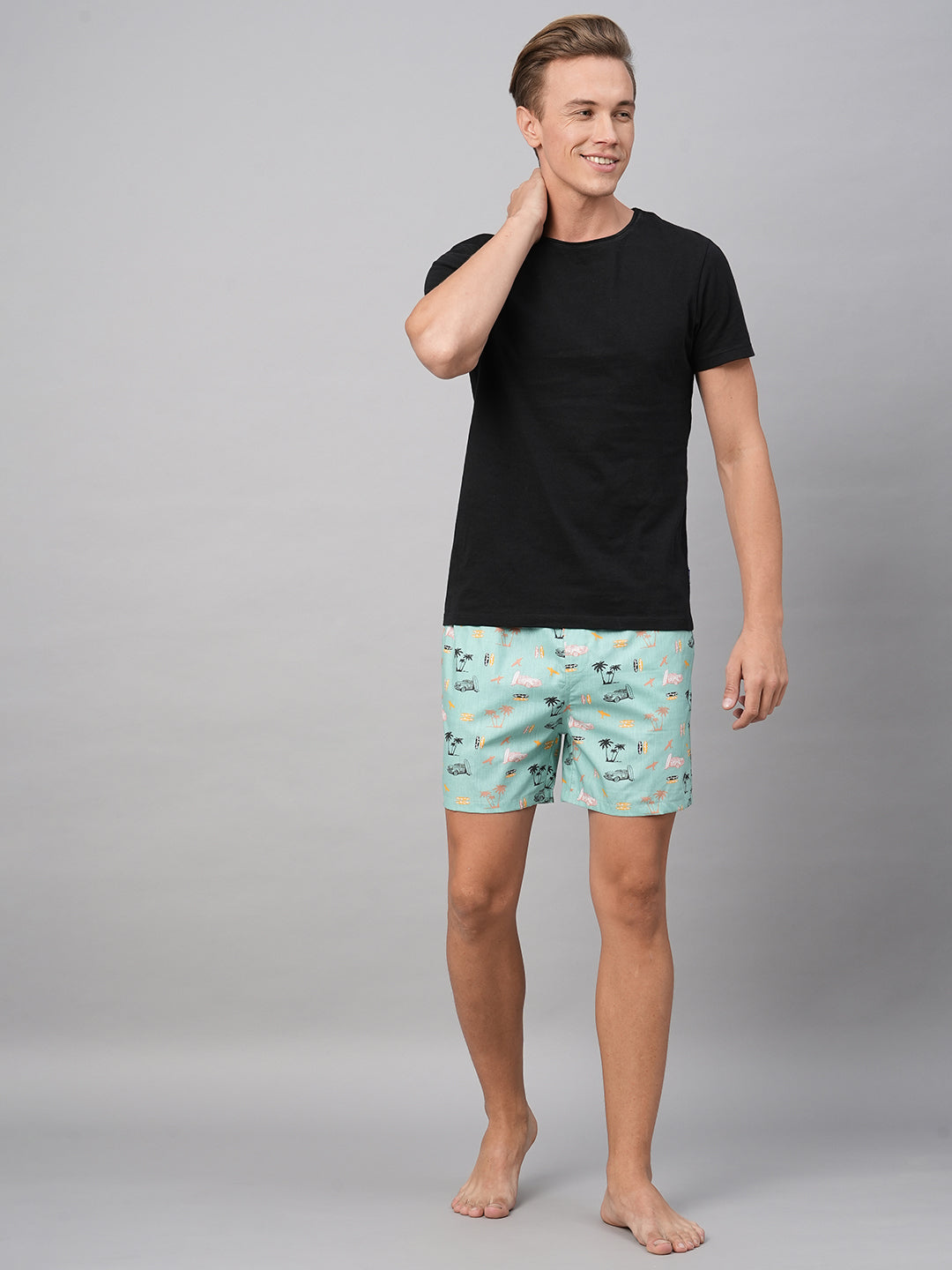 Men's Multicolor, 100% Cotton, Printed, Regular Fit, Inner Elastic, Mid-Rise, Boxers