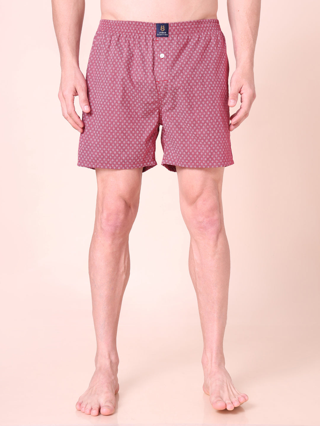 Maroon Men's Cotton Printed Boxer