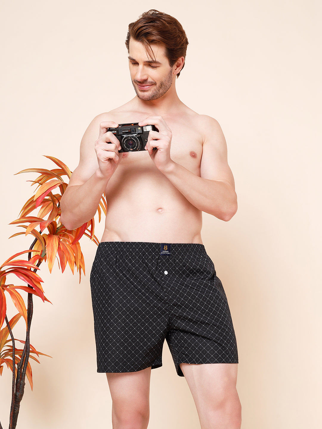 Men’s 100% Cotton Printed Boxers Shorts With Side Pockets (Pack of 2)