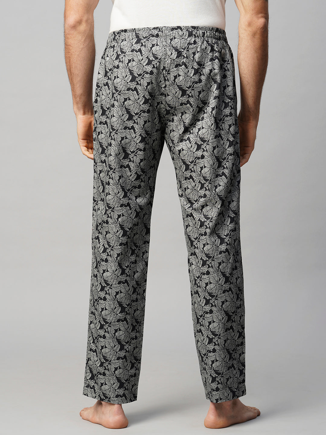 Men's Printed, Black, Cotton, Regular Fit, Elasticated, Waistband, Pyjama  With Side Pockets