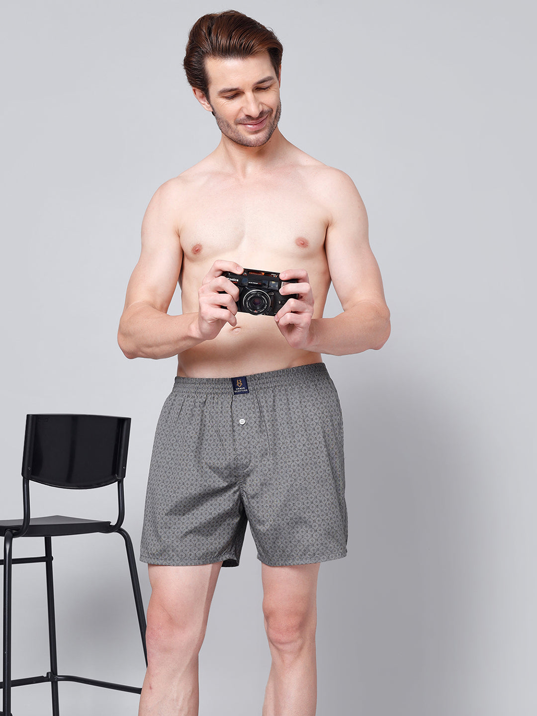 Men’s 100% Cotton Printed Boxers Shorts With Side Pockets (Pack of 2)