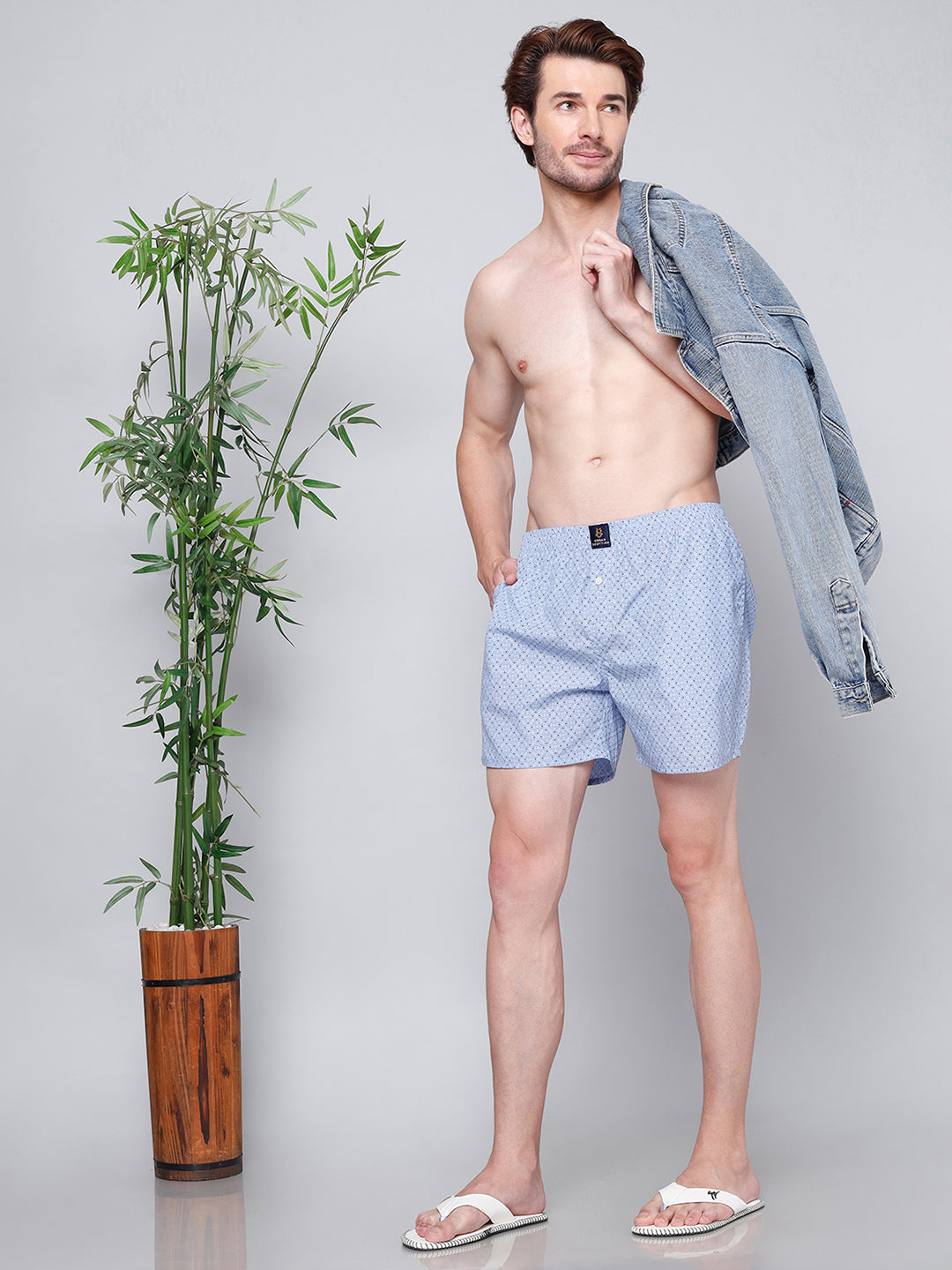 Men’s 100% Cotton Printed Boxers Shorts With Side Pockets (Pack of 2)