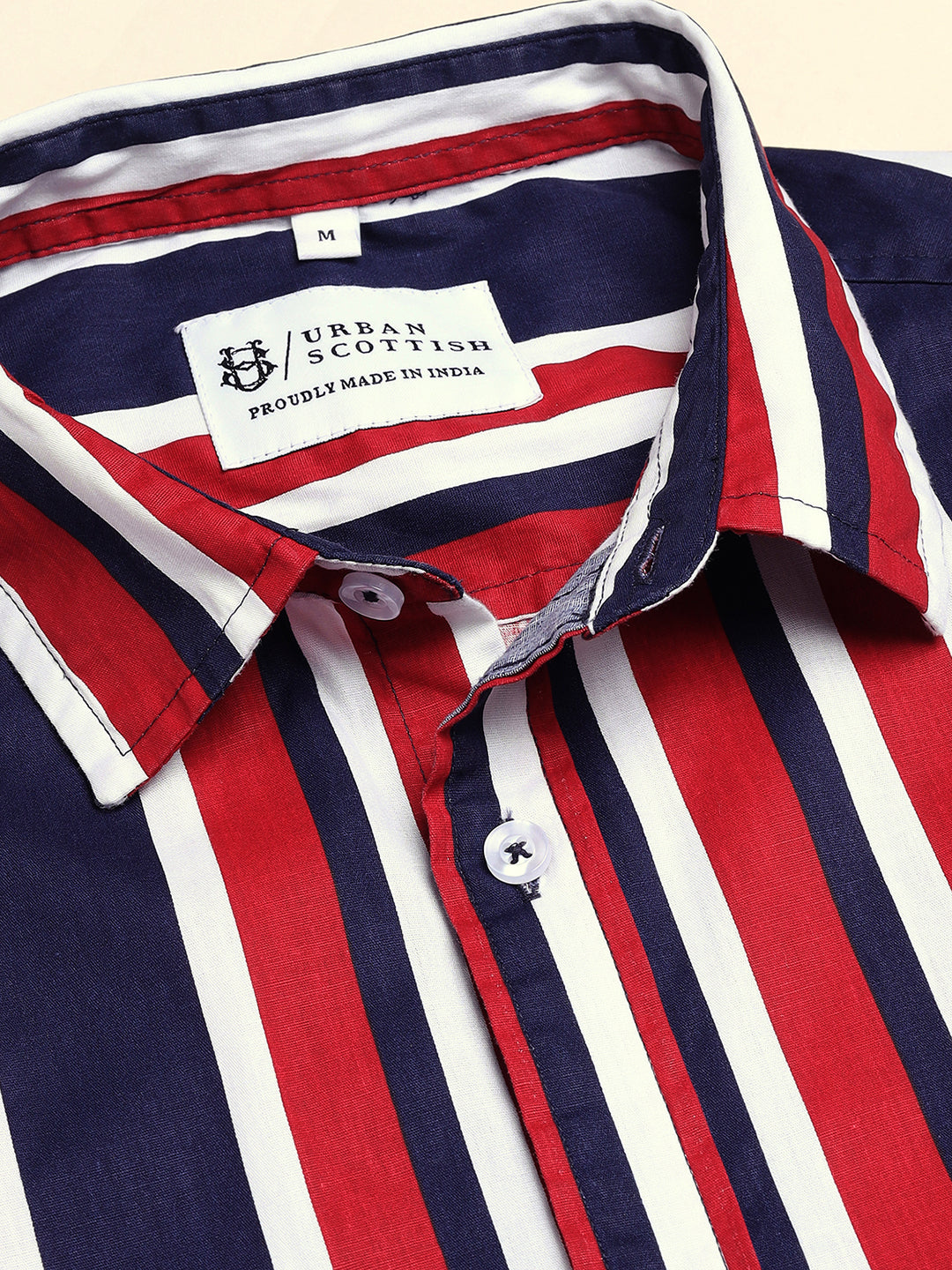 Men Cotton Print Regular Fit Stripe Shirt