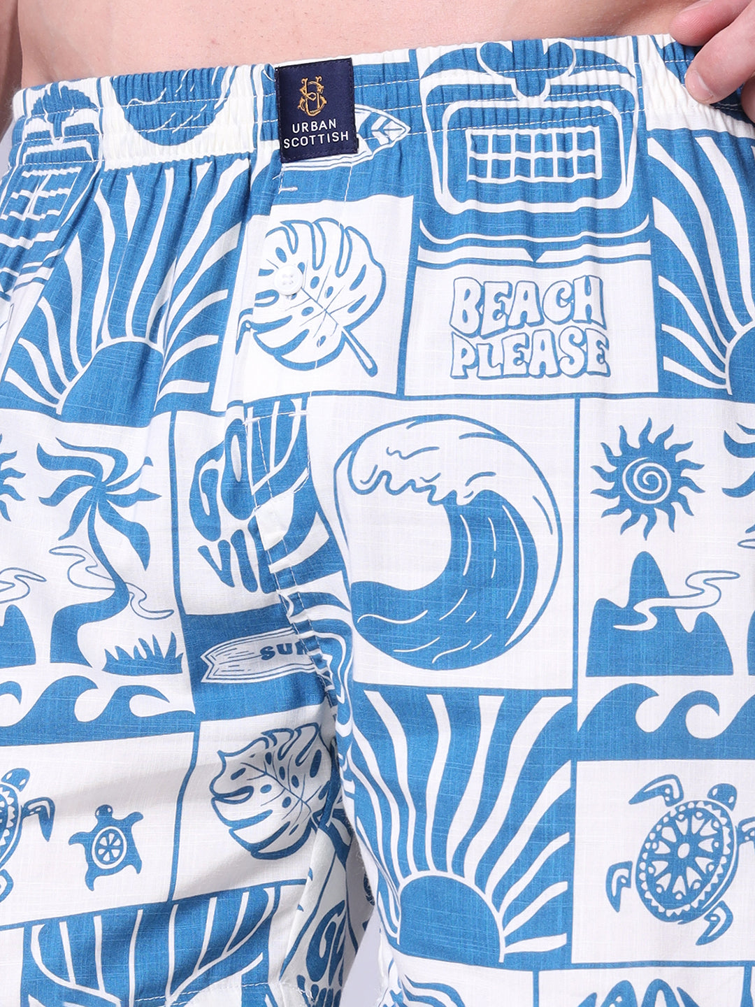 Blue Men's Cotton Printed Boxer
