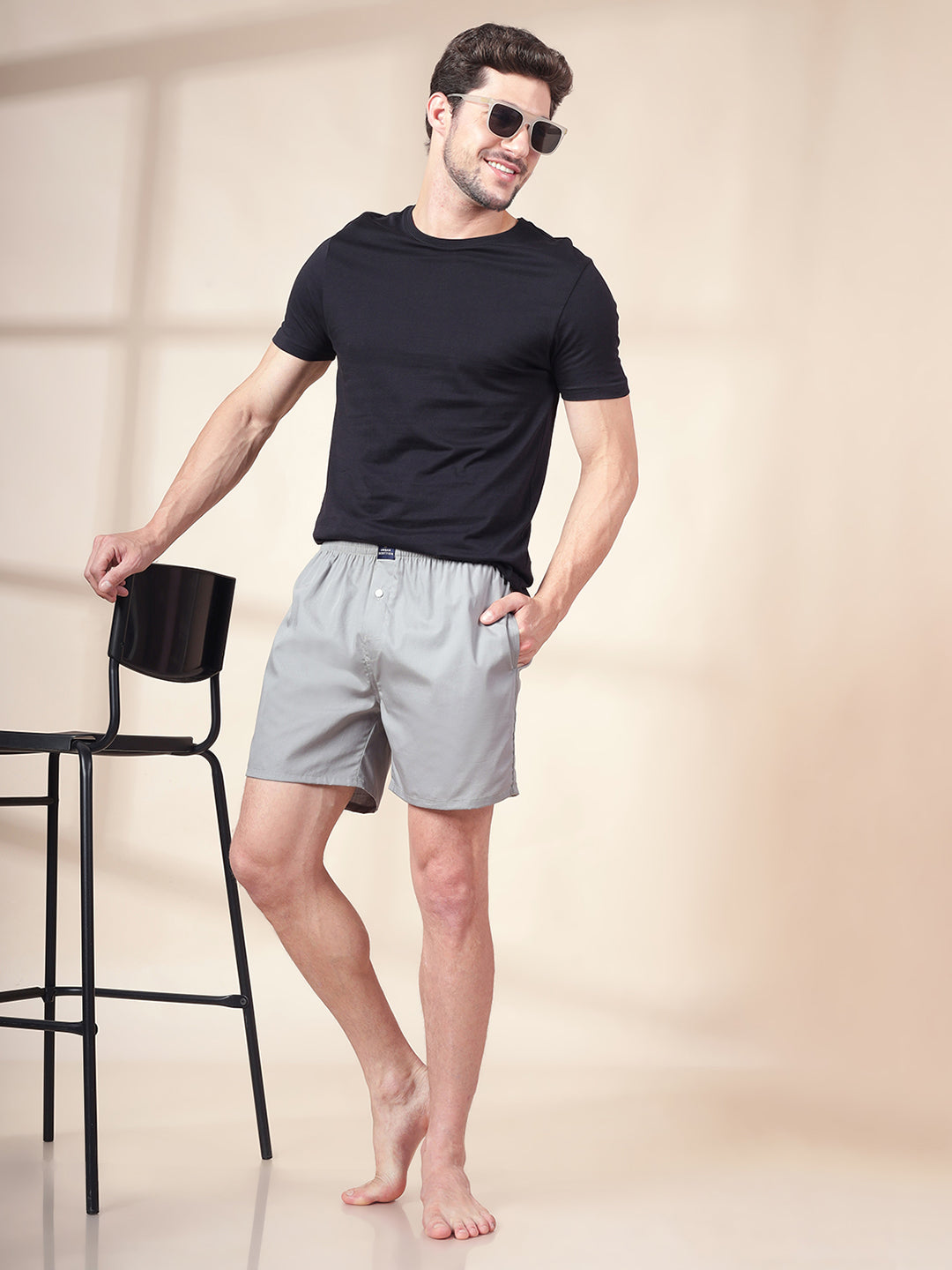 Men’s 100% Cotton Solid Boxers Shorts With Side Pockets (Pack of 2)