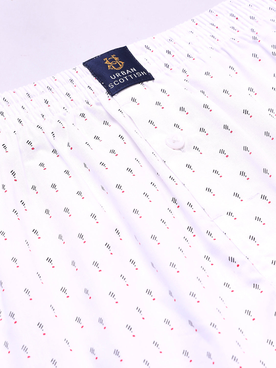 White Men's Cotton Printed Boxer