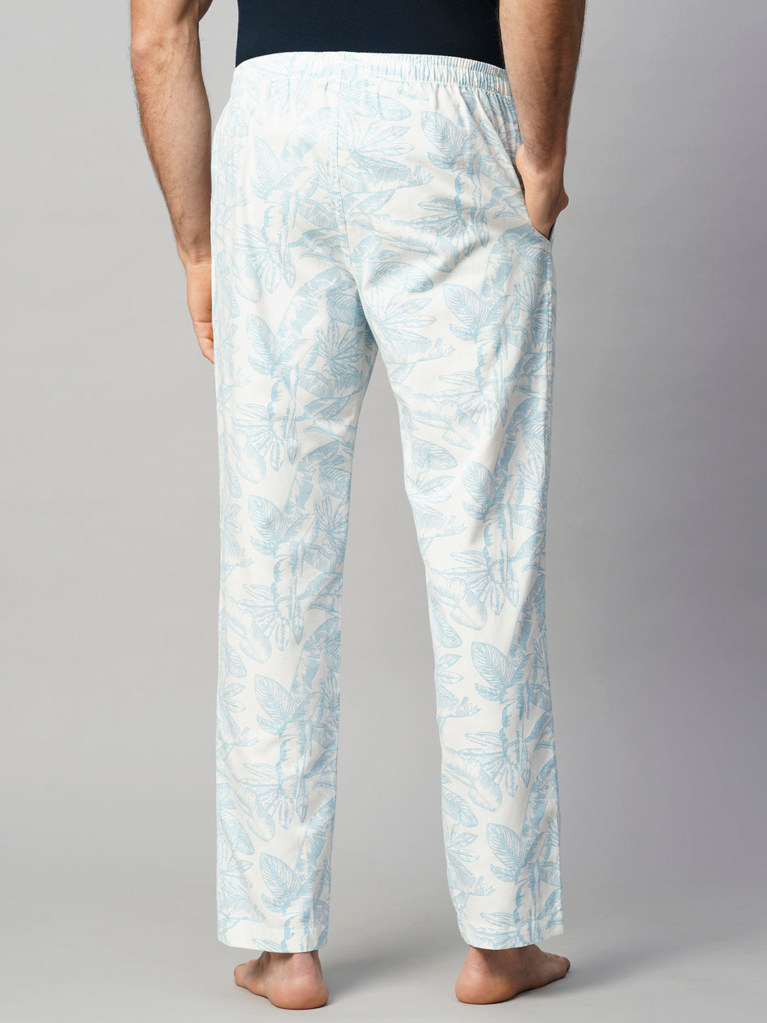 Men's Printed, Blue, Cotton, Regular Fit, Elasticated, Waistband, Pyjama  With Side Pockets