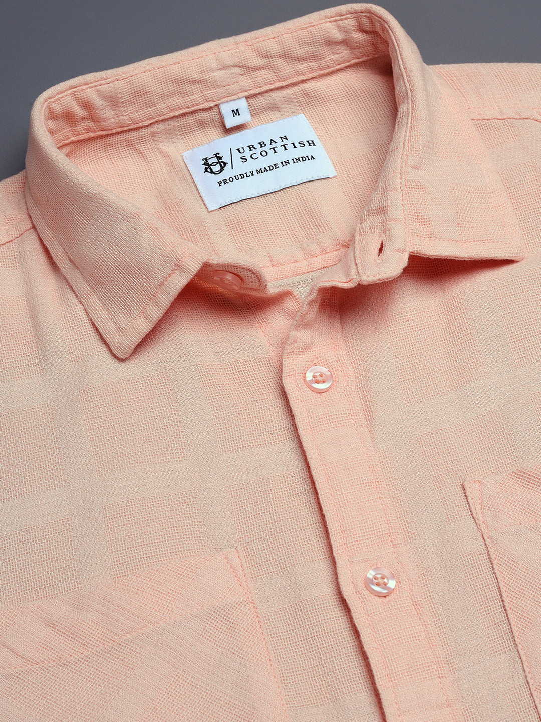 Men Solid Textured Cotton Dobby Shirt