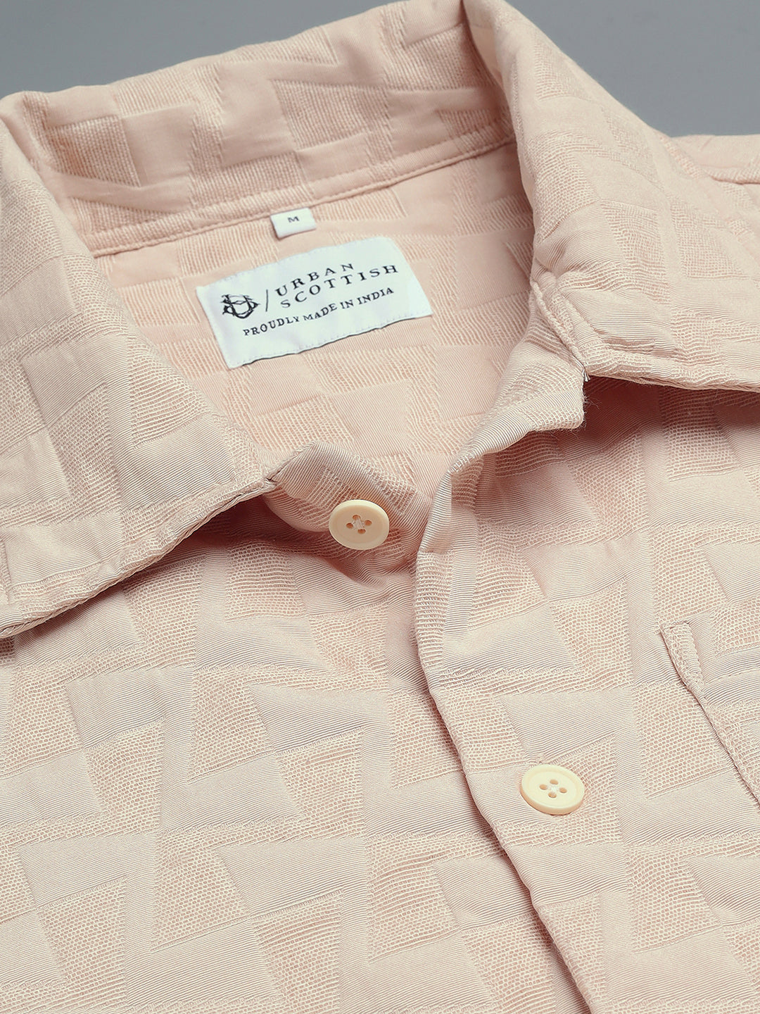 Men Solid Textured Jacquard Weave Oversized Cotton Shacket