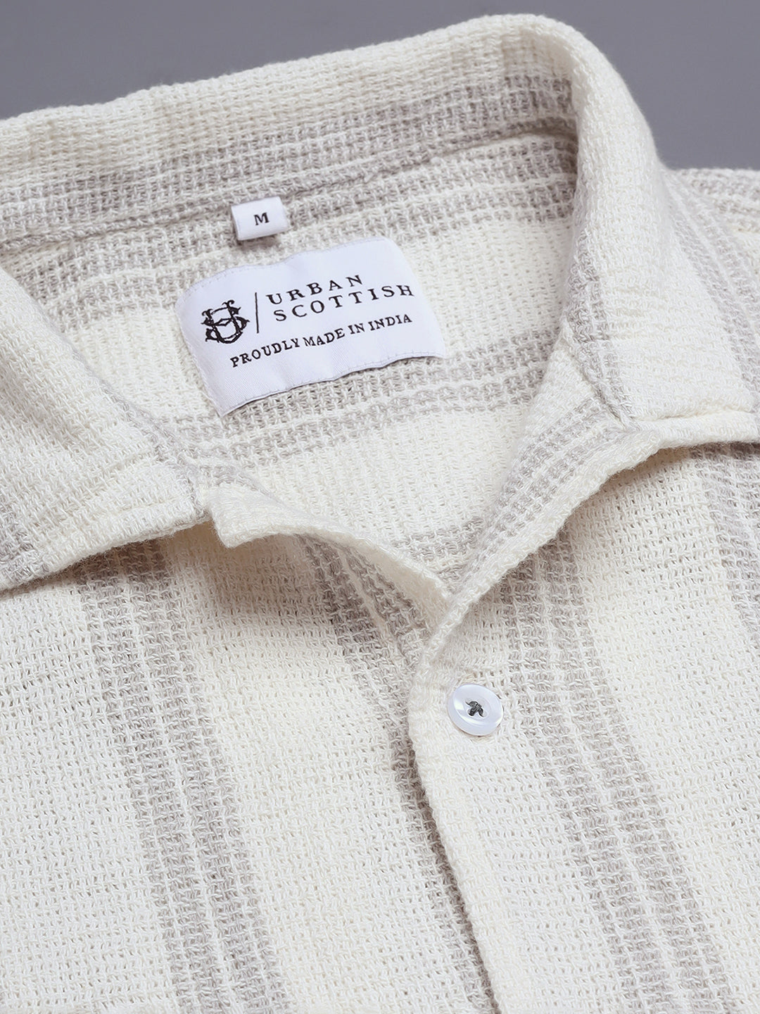 Men Relaxed Fit Cotton Stripe Textured Resort Shirt