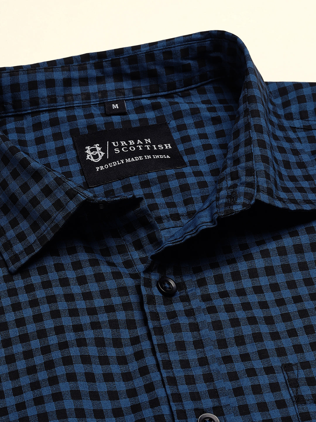 Men Cotton Print Regular Fit Check Shirt