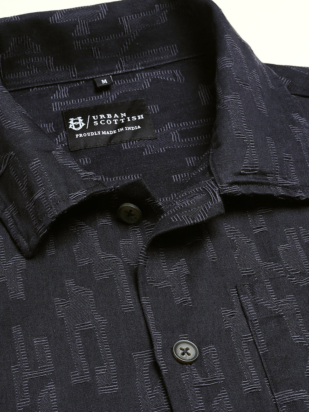 Men Solid Textured Jacquard Weave Oversized Cotton Shacket