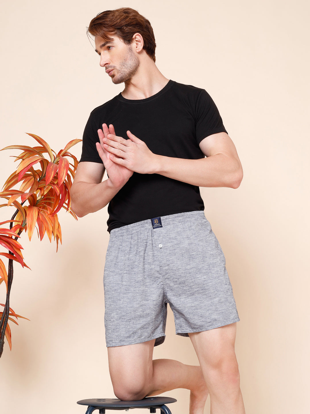 Men’s 100% Cotton Printed Boxers Shorts With Side Pockets (Pack of 2)