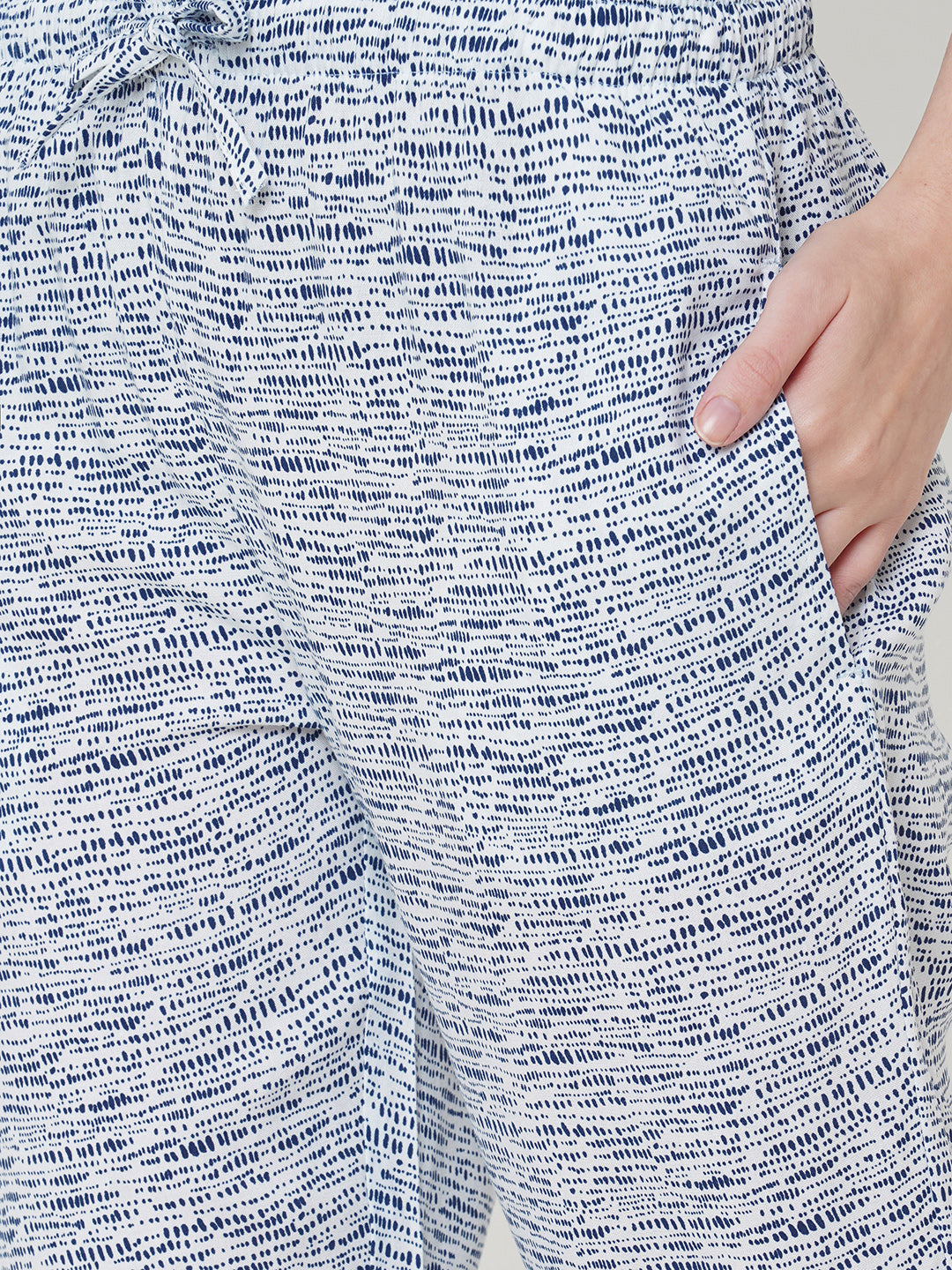 Women's Printed, Blue, Viscose, Regular Fit, Elasticated, Waistband, Pyjama  With Side Pockets