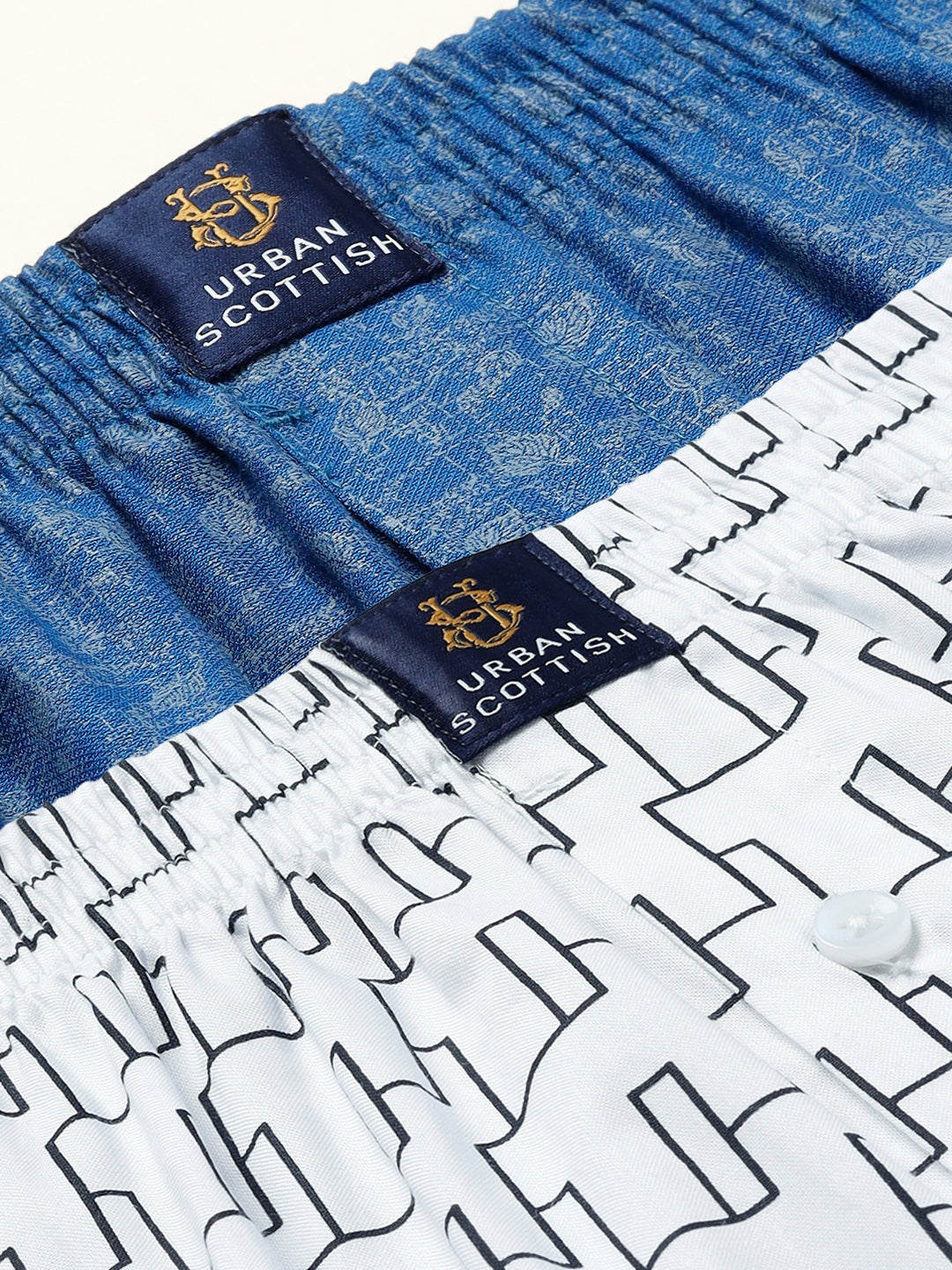 Men’s 100% Cotton Printed Boxers Shorts With Side Pockets (Pack of 2)