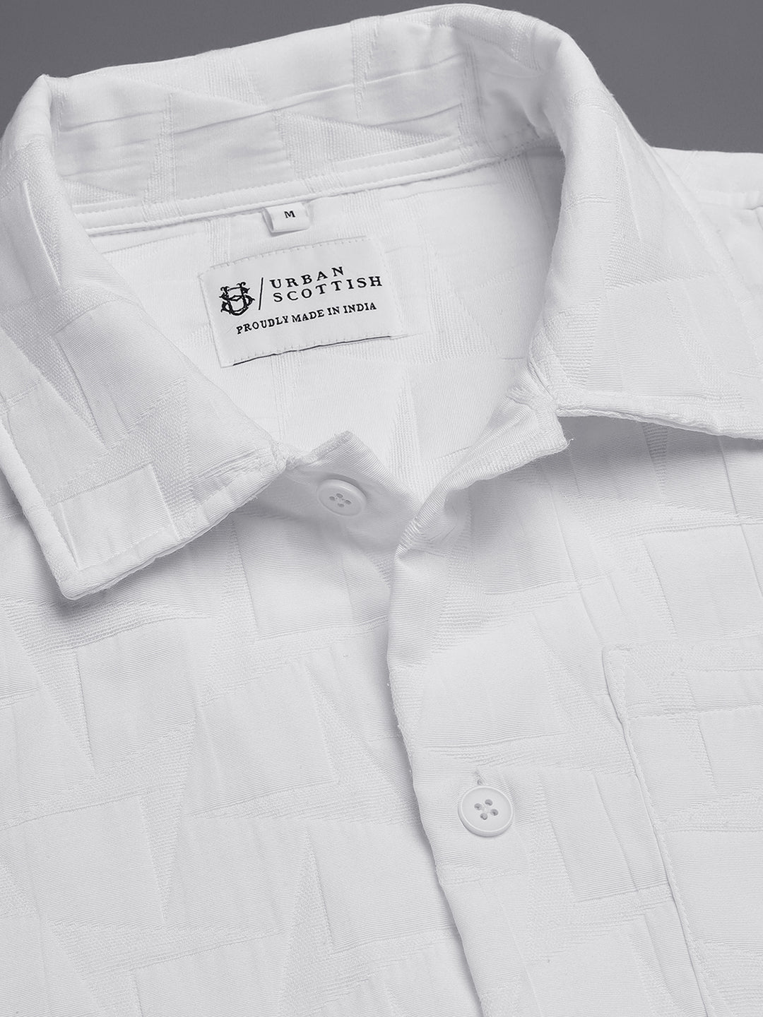 Men Solid Textured Jacquard Weave Oversized Cotton Shacket