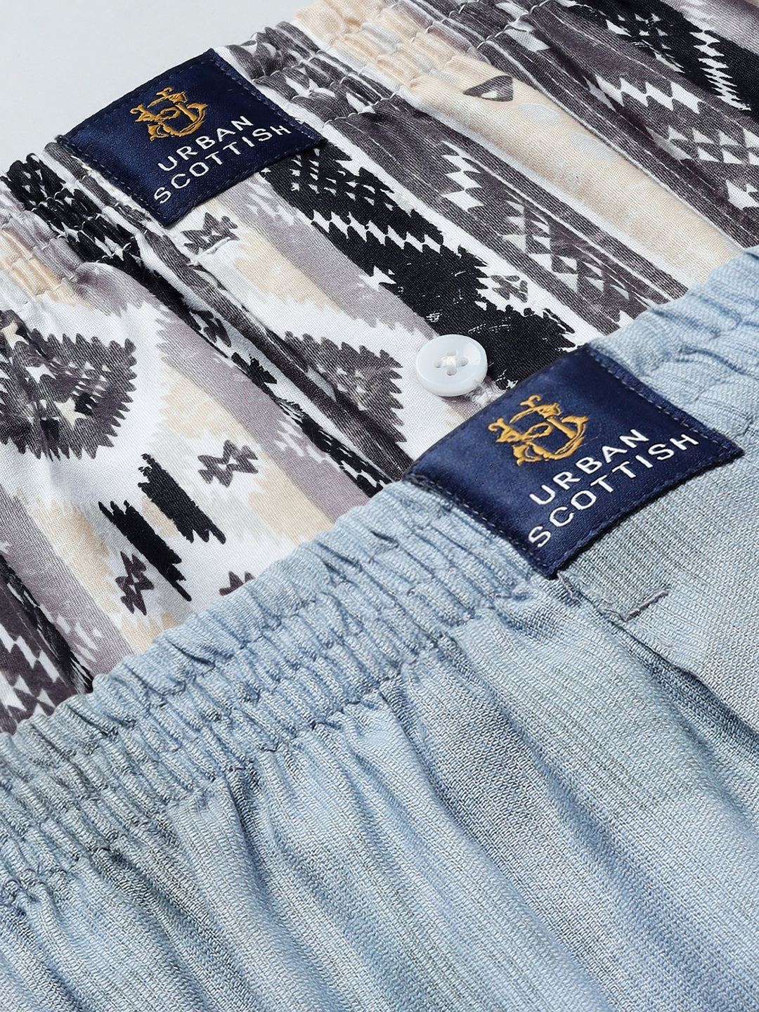Men’s 100% Cotton Printed Boxers Shorts With Side Pockets (Pack of 2)
