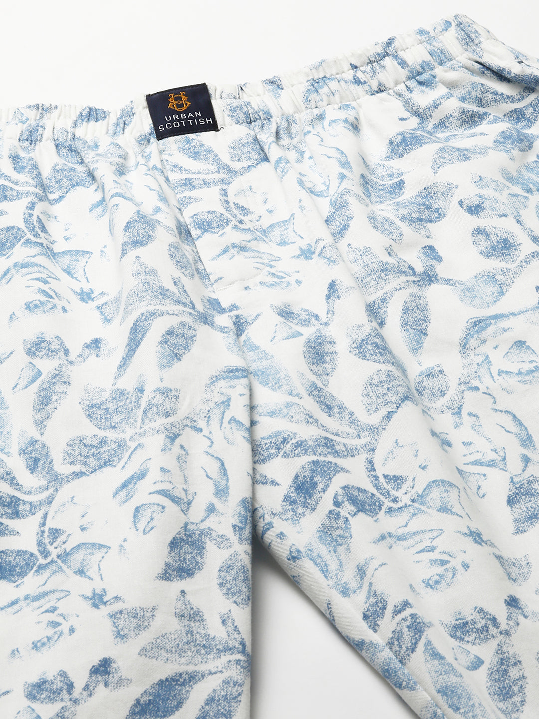 Men's Printed, Blue, Cotton, Regular Fit, Elasticated, Waistband, Pyjama  With Side Pockets