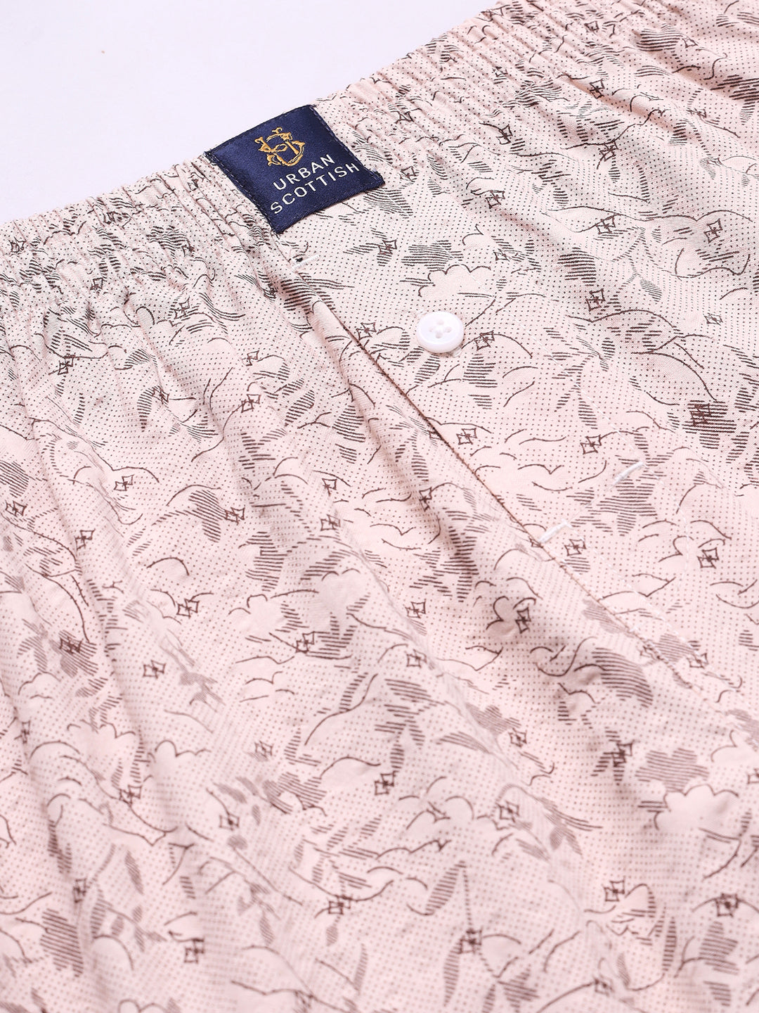 Beige Men's Cotton Printed Boxer