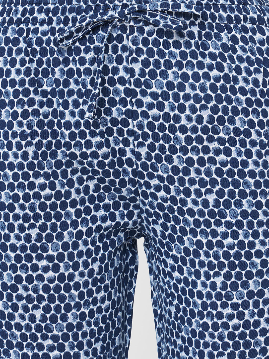 Women's Polka Print, Blue, Viscose, Regular Fit, Elasticated, Waistband, Pyjama  With Side Pockets