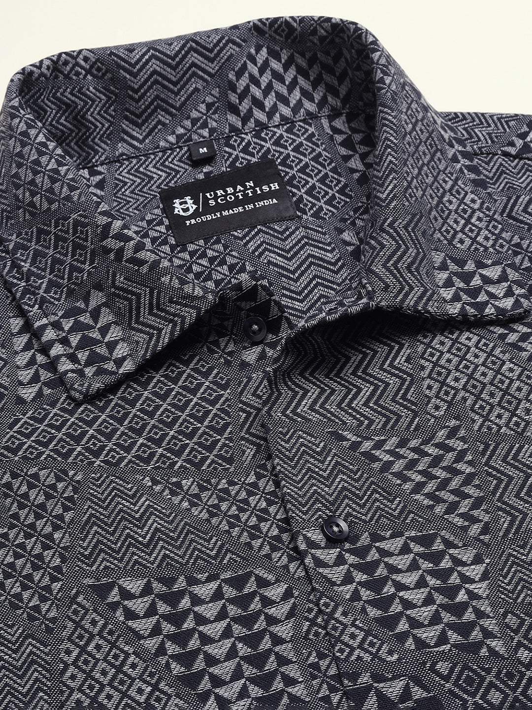 Men Jacquard-Weave Oversized Cotton Shacket