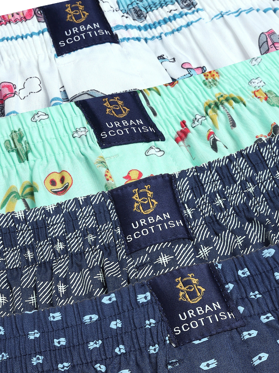 Men Pack Of 4 Printed Pure Cotton Boxers