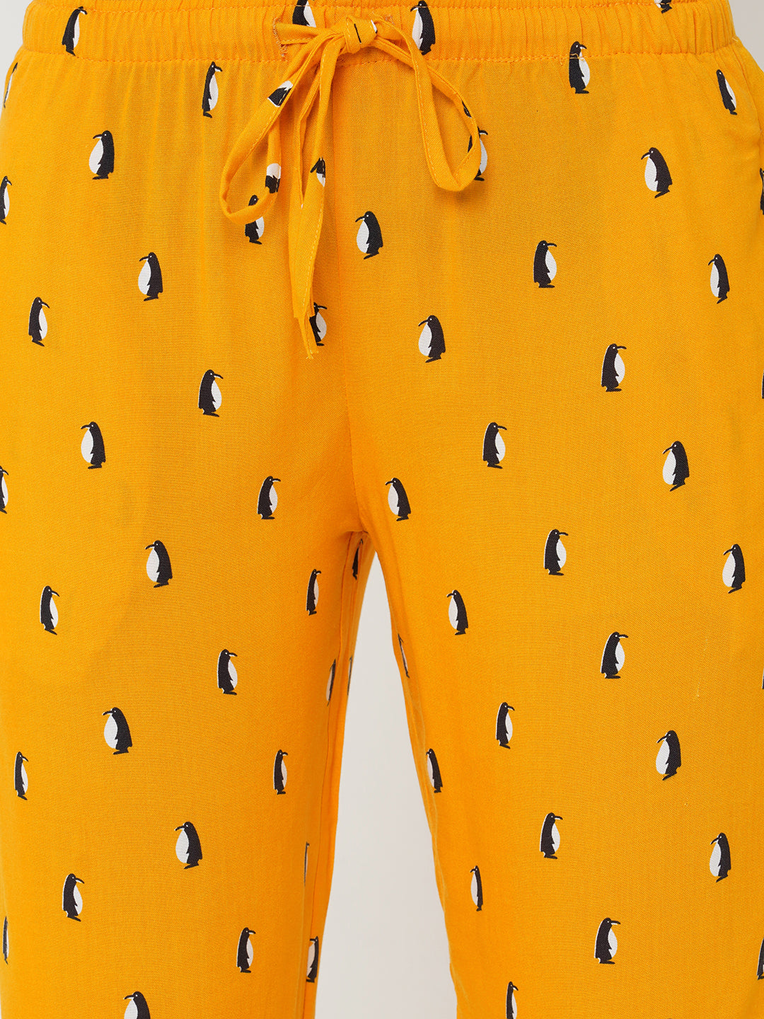 Women's Printed, Mustard, Viscose, Regular Fit, Elasticated, Waistband, Pyjama  With Side Pockets