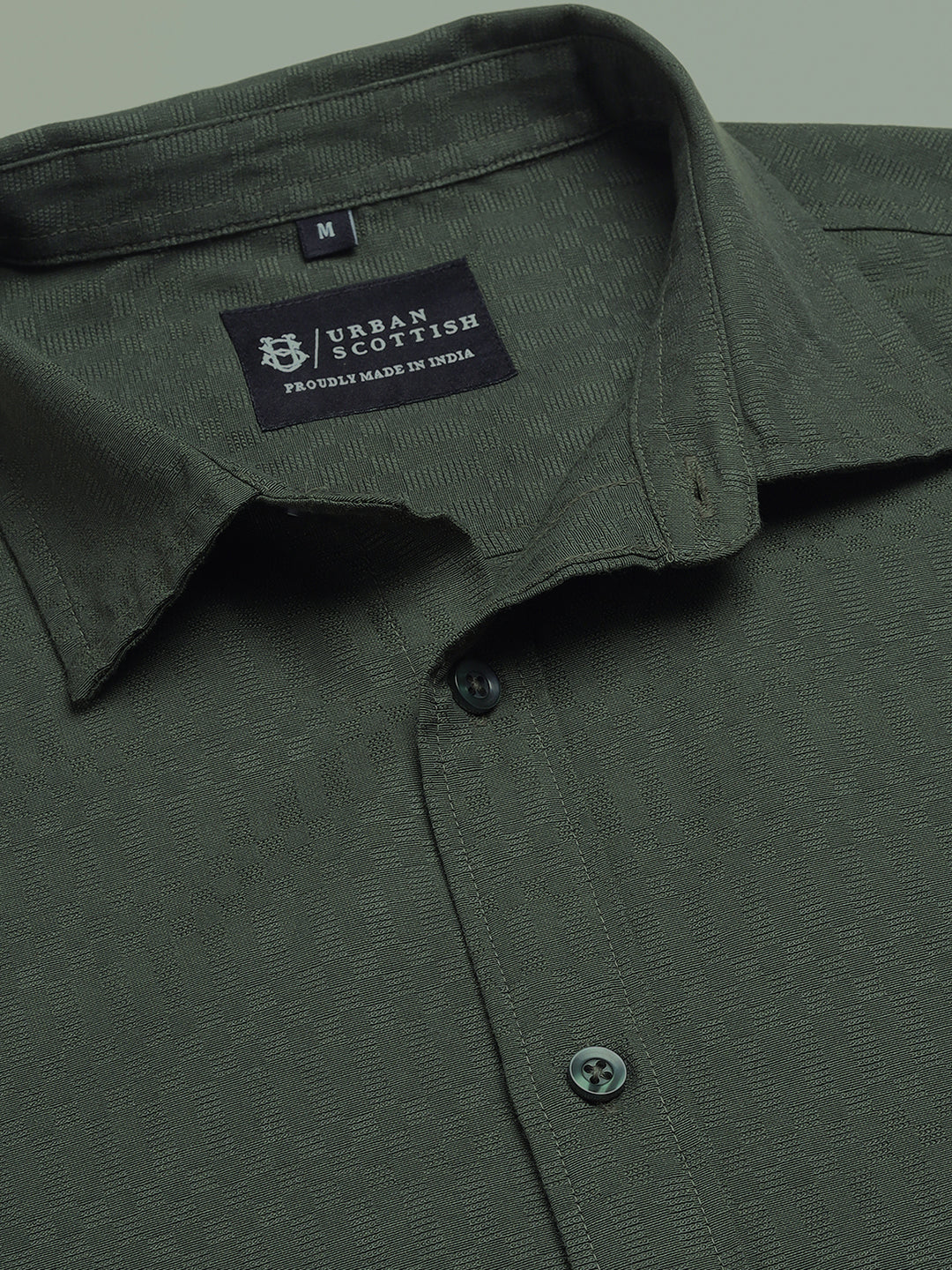 Men Regular Fit Jacquard-Weave Cotton Shirt