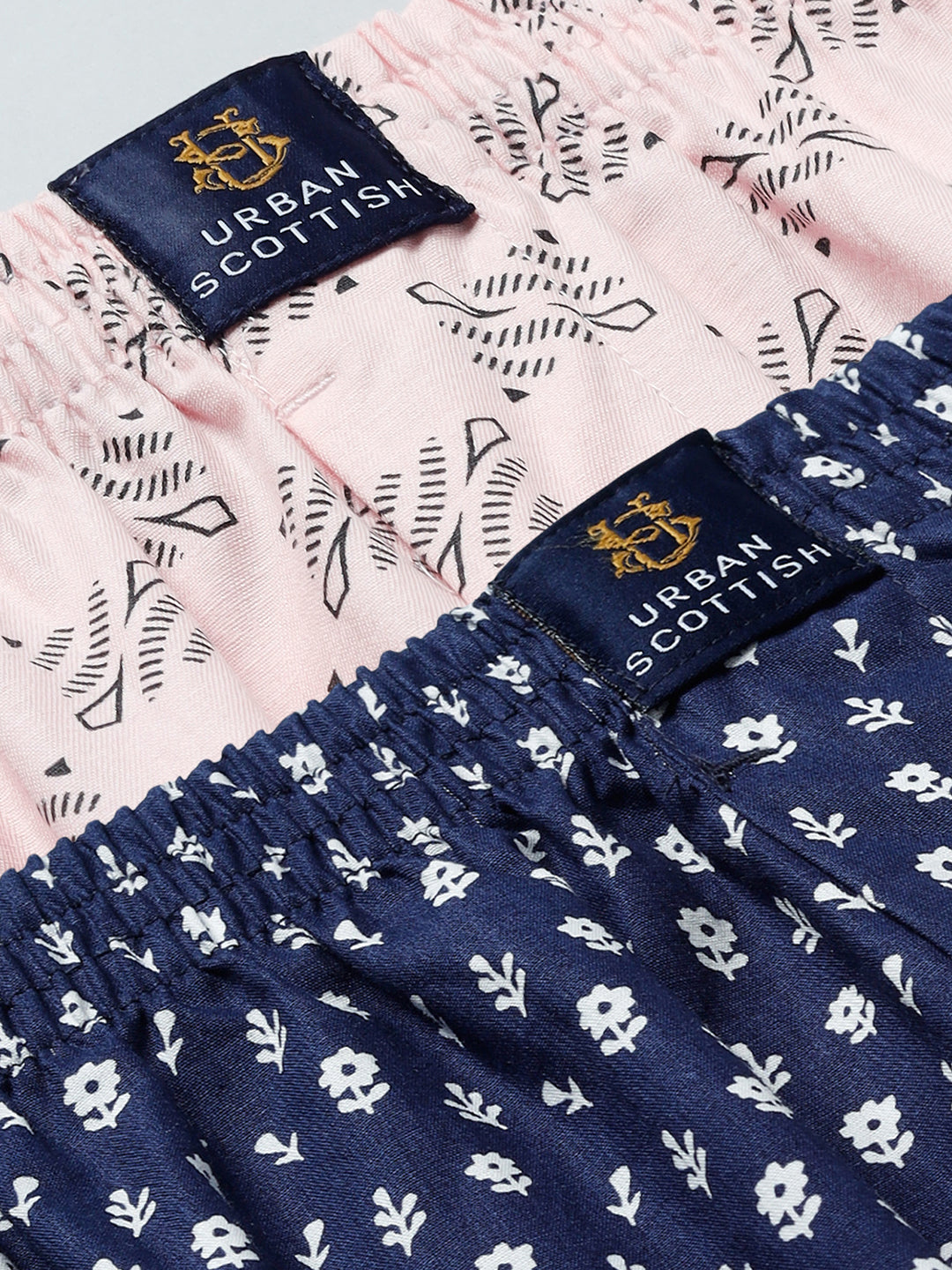 Men’s 100% Cotton Printed Boxers Shorts With Side Pockets (Pack of 2)