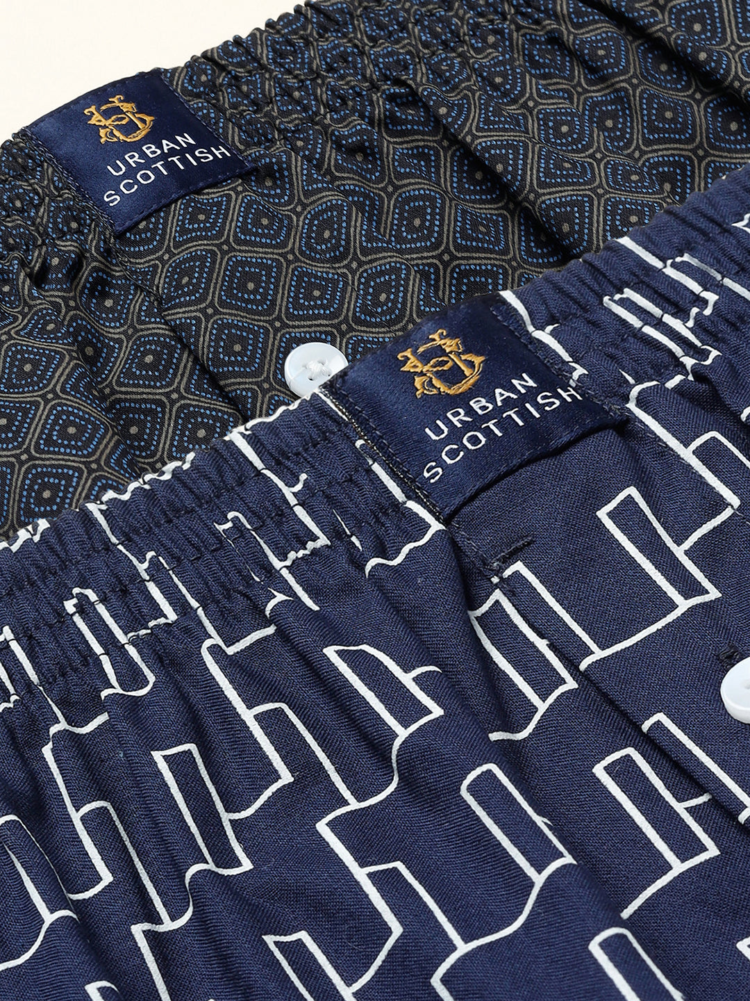 Men’s 100% Cotton Printed Boxers Shorts With Side Pockets (Pack of 2)