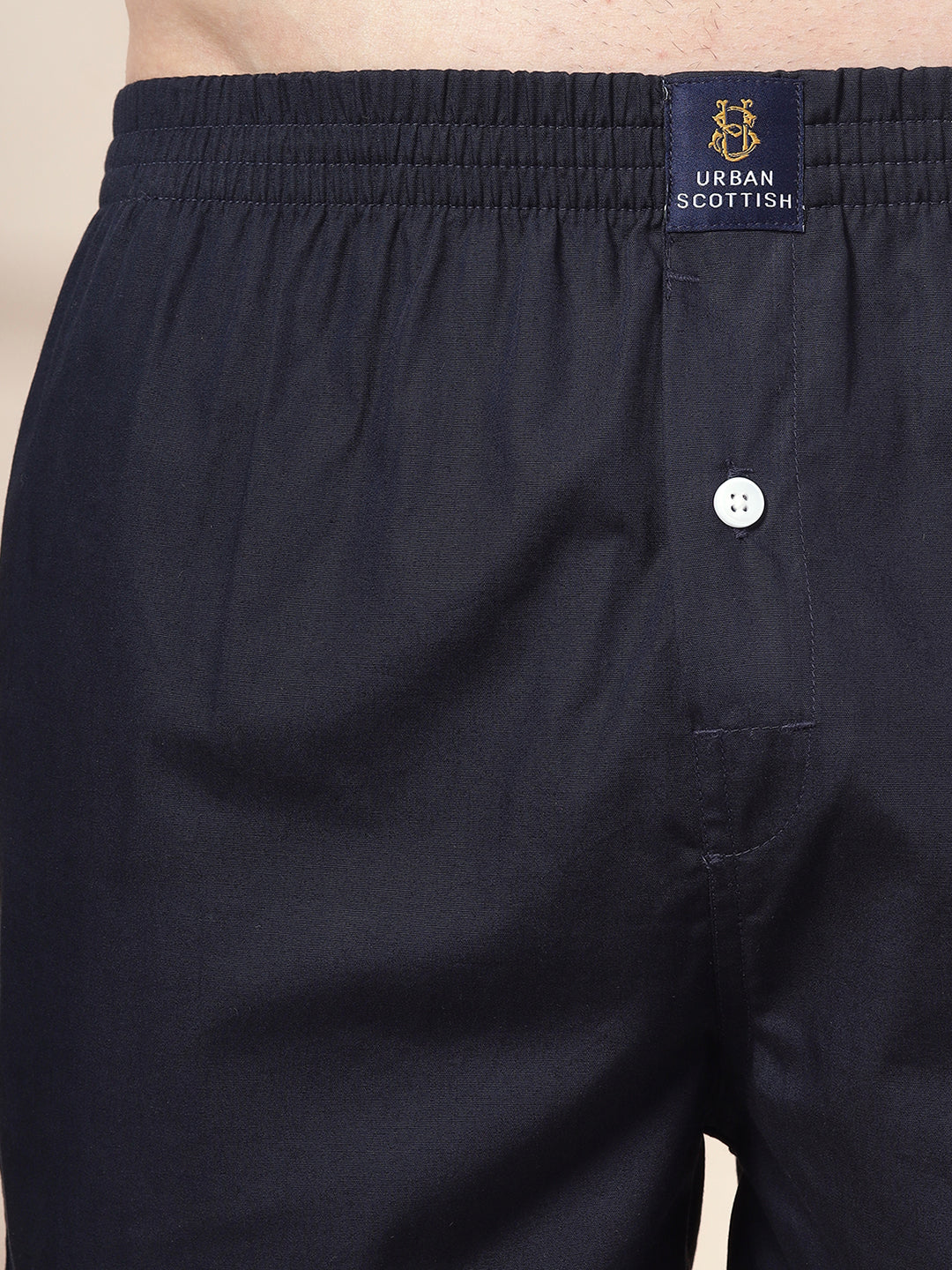 Men’s 100% Cotton Solid Boxers Shorts With Side Pockets (Pack of 2)