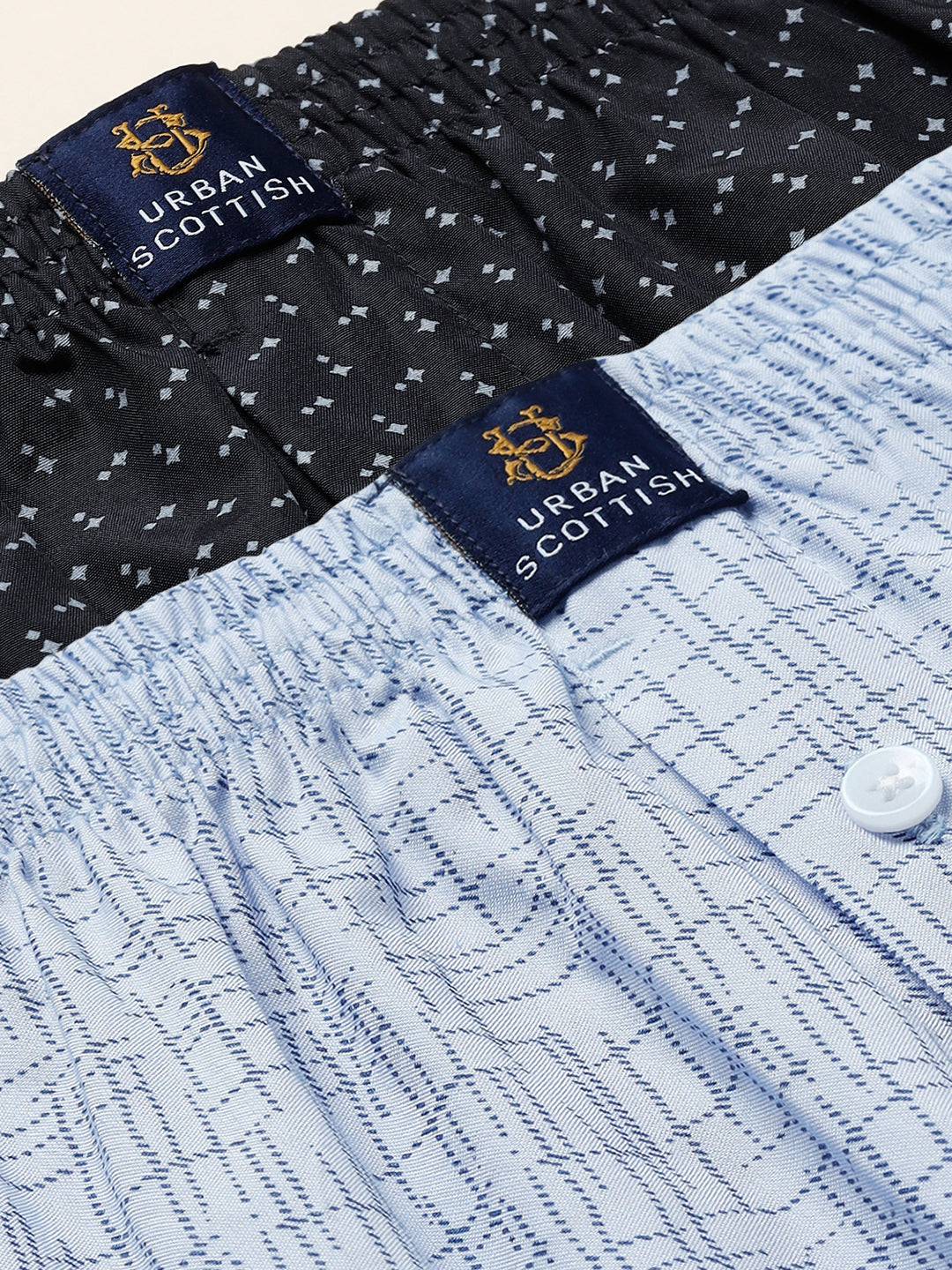Men’s 100% Cotton Printed Boxers Shorts With Side Pockets (Pack of 2)