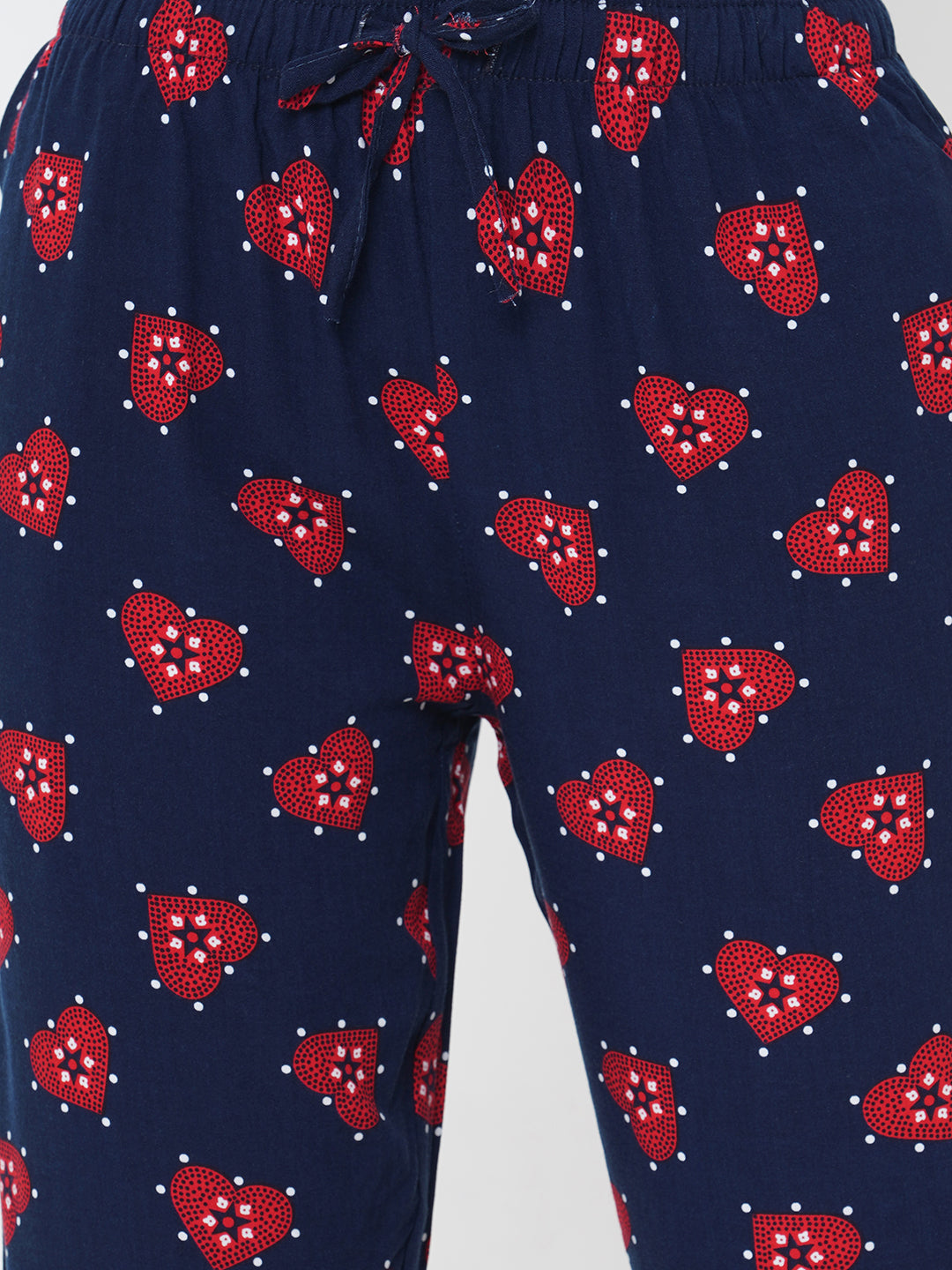 Women's Printed, Navy, Viscose, Regular Fit, Elasticated, Waistband, Pyjama  With Side Pockets