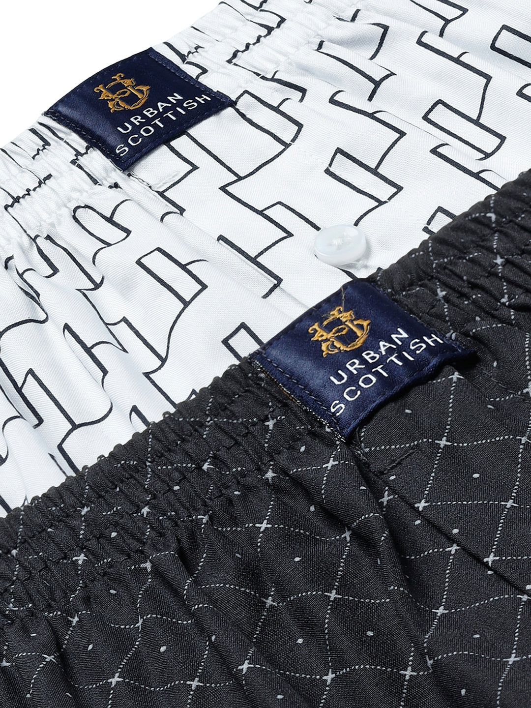 Men’s 100% Cotton Printed Boxers Shorts With Side Pockets (Pack of 2)