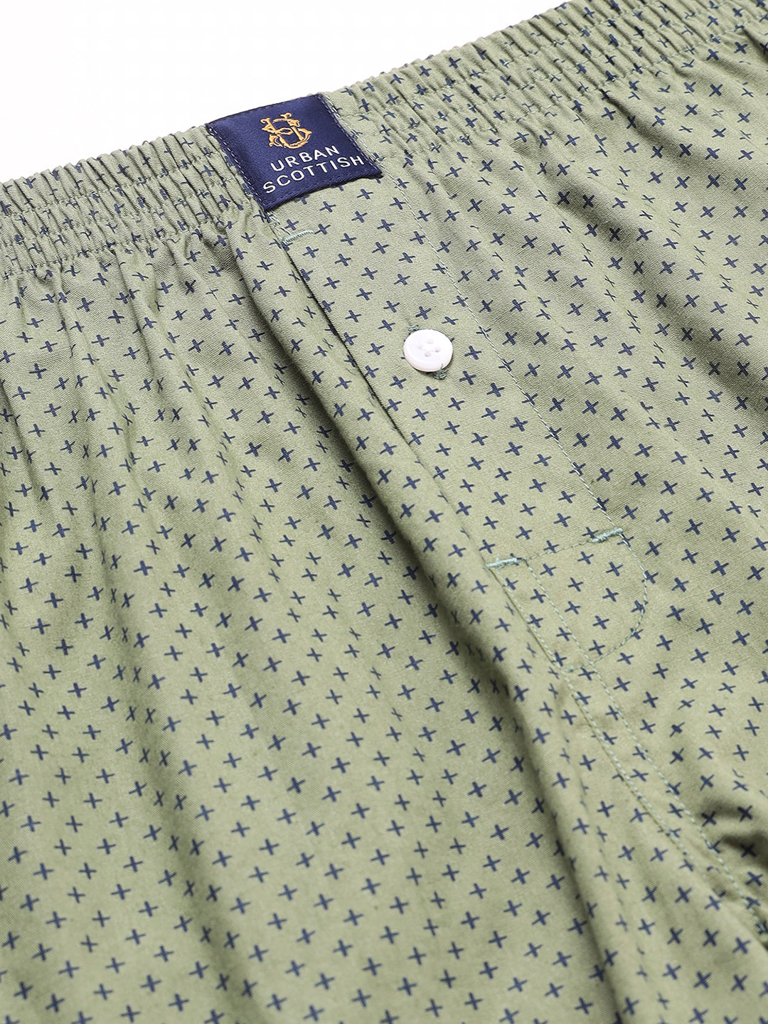 Green Men's Cotton Printed Boxer