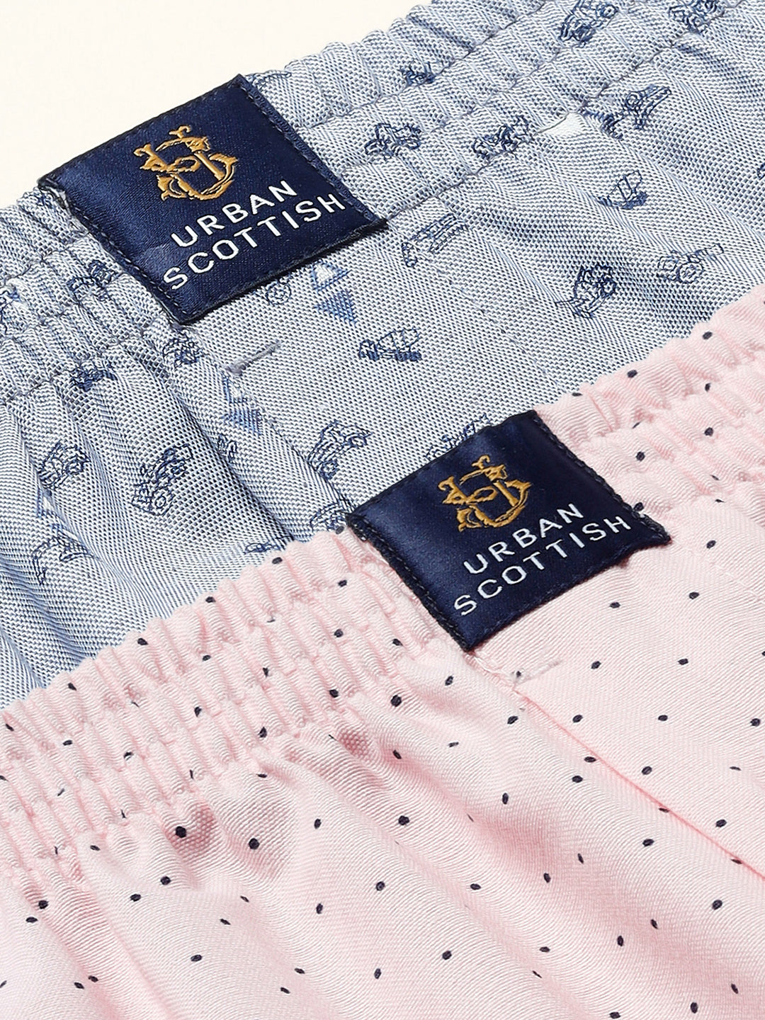 Men’s 100% Cotton Printed Boxers Shorts With Side Pockets (Pack of 2)